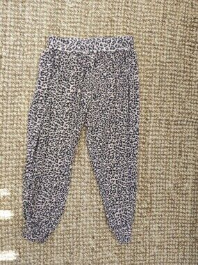 Leopard Print Soft Harem Pants in Light Pink and Black